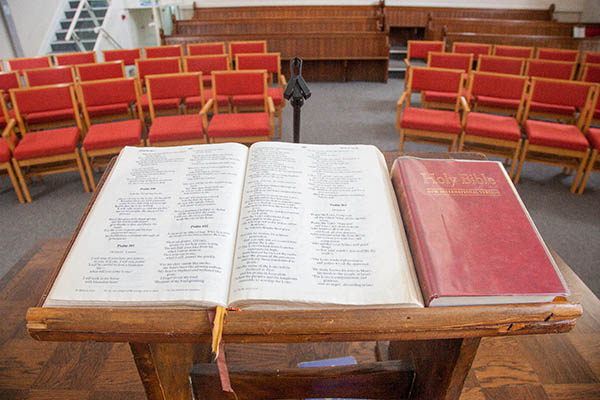 Bible on lectern
